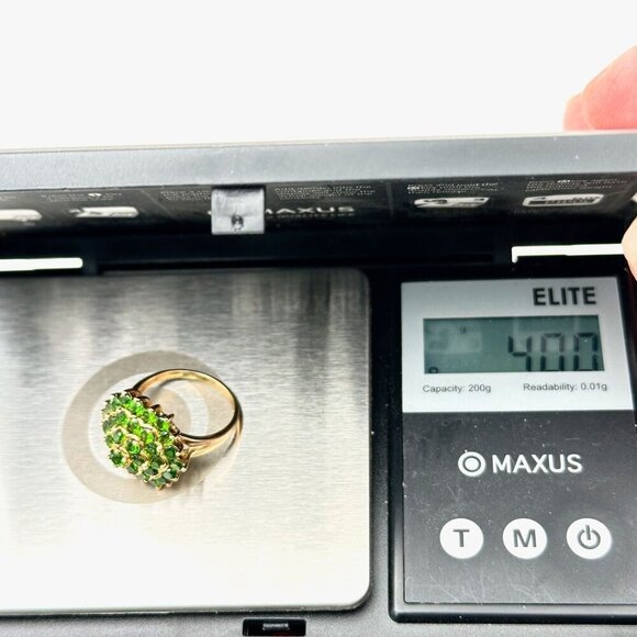 14K Yellow Gold Womens Ring Green Chrome Diopside Domed Cluster 4 Grams Size 6 - Picture 8 of 8
